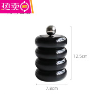 FENGHOU丹麦MIKIS网红暴力熊牙签盒家用北欧ins风棉签盒化妆品收纳盒 四层黑色收纳罐-圆珠