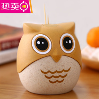 FENGHOU卡通猫头鹰牙签筒可爱便携滑盖牙签桶家用客厅创意时尚塑料牙签盒