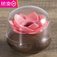 FENGHOU牙签盒木质莲花家用个性创意牙签桶中式荷花朵牙签筒实木客厅 北美黑胡桃+粉红莲花