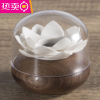 FENGHOU牙签盒木质莲花家用个性创意牙签桶中式荷花朵牙签筒实木客厅 北美黑胡桃+白色莲花