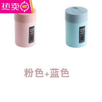 FENGHOU牙签筒创意牙签桶家用塑料餐厅酒店客厅茶几牙签瓶子牙签罐牙签盒 1个圆形粉色+1个圆形蓝色 (不含牙签)