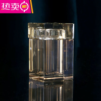 FENGHOU高颜值欧式创意水晶玻璃灰色棉签盒套装家用客厅茶几套装 牙签筒丨咖色