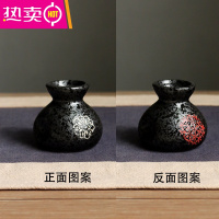 FENGHOU日式复古陶瓷牙签盒创意家用个性罐牙签筒轻奢酒店专用餐厅 黑梅布袋牙签筒