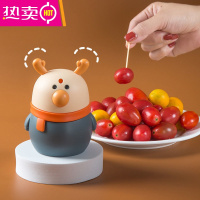 FENGHOU小鹿牙签盒家用按压式自动弹出卡通轻奢时尚客厅便携式牙签筒 浅灰小鹿 送300根牙签