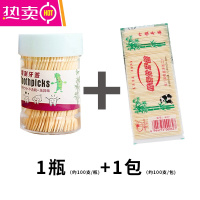 FENGHOU竹制牙签精致双头细头酒店家用餐厅一次性牙签筒便携瓶装收纳 1桶牙签+1板补充装牙签 颜色随机