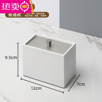 FENGHOU家用棉签盒牙签盒二合一体创意棉花棒牙线棒收纳盒轻奢牙签筒 现代白棉签盒牙签盒一体(银盖)