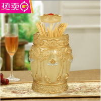 FENGHOU自动牙签盒按压家用轻奢棉签盒个性创意棉签化妆棉收纳牙签筒 新娘玫瑰珍珠黄