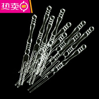 FENGHOU一次性水果叉KTV家用加厚水果签两齿竹节叉透明水果蛋糕叉子 透明 2000支/箱25包80支特惠装