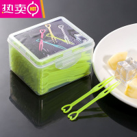 FENGHOU水果叉一次性家庭装水果签塑料水果叉子聚会爱心叉子KTV心形叉子 精美家庭装-心形绿色200支