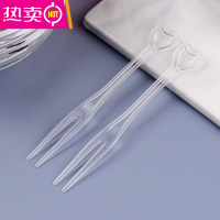FENGHOU一次性水果叉独立包装商用塑料点心果插酒店小吃叉子两支装水果签 心形叉透明简装(3000支)一件 (批发价)