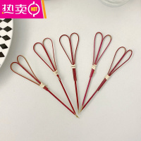 FENGHOU一次性剪子签竹签三明治汉堡签创意水果签鸡尾酒装饰签水果点心叉 剪子签-红色[100支/包]