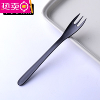 FENGHOU一次性水果叉子黑色单独包装蛋糕叉糕点叉磨砂款三齿插水果茶叉子 黑色简装-100支