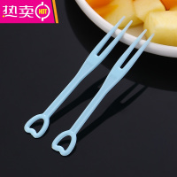 FENGHOU一次性水果叉单独包装塑料叉子透明KTV商用爱心水果叉点心蛋糕叉 蓝色 500支[ 买5送1]