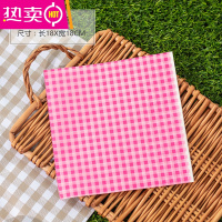 FENGHOU烘焙蛋糕甜点三明治马卡龙汉堡薯条毛巾卷防油纸垫 18x18红格纹油纸[50张] (可包装接触食物)