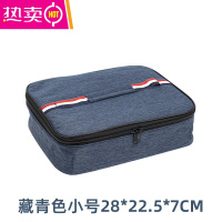 FENGHOU牛津布保温袋便当包饭盒袋手提包学生带饭包午餐包铝箔长方形饭袋 小号藏青