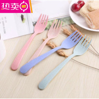 FENGHOU小麦秸秆小孩不伤嘴叉子防摔水果叉子创意甜品叉可爱儿童泡面叉子 小麦叉子16个装