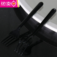 FENGHOU加厚一次性小叉子塑料水果独立包装甜品试吃生日蛋糕点心叉 加厚黑色2000只 12厘米