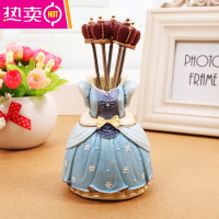 FENGHOU欧式水果叉不绣钢水果叉子韩国家用儿童创意可爱水果叉套装甜品叉 宫廷礼服蓝色(五个叉子)