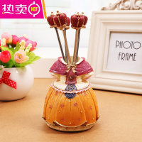 FENGHOU欧式水果叉不绣钢水果叉子韩国家用儿童创意可爱水果叉套装甜品叉 宫廷礼服橘色(五个叉子)