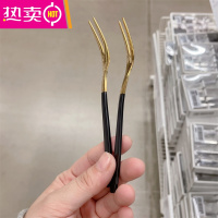 FENGHOU甜品水果叉304加厚不锈钢叉子ins北欧风轻奢水果签蜜饯叉家用 2支/黑柄