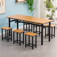 鑫智创食堂酒店餐桌椅长方形员工餐桌挂凳快餐小吃饭店分体组合经济型