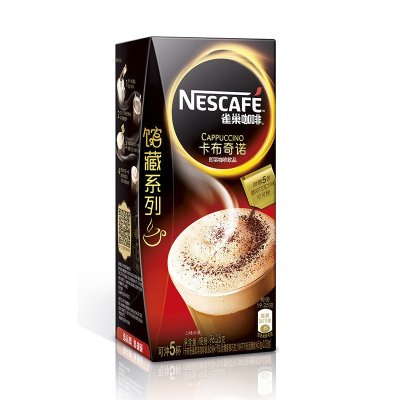 雀巢(Nestle)咖啡馆藏系列卡布奇诺96.25g(5条x19g咖啡+5条x0.25g香浓可可粉)盒装速溶咖啡