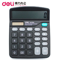得力(Deli) 计算器837ES 办公学习/财务会计 12位 太阳能/电能双驱动 弧面按键 黑色