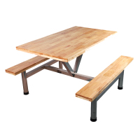 大风车 CZ140103 实木不锈钢八人/四人餐桌 长条桌 带凳餐桌环保UV漆