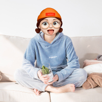 网红仙女加绒暖暖裤套装女2020冬季新款洋气时尚休闲宽松珊瑚绒睡衣