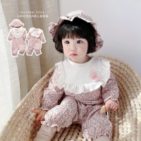 罗町 童装 2021春款新生婴儿连体衣宝宝纯棉哈衣可爱三角包屁衣爬服