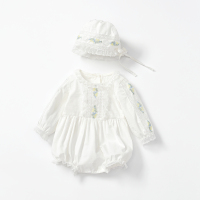 罗町 婴幼儿童装春秋装宝宝包屁衣长袖白色纯棉拼色婴儿哈衣新生儿衣服