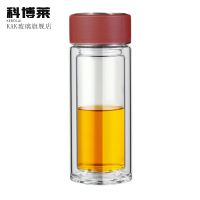 KAK双层带盖玻璃杯男女便携家用高档商务泡茶杯过滤隔热茶杯