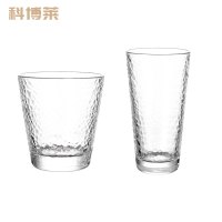 kak日式锤纹玻璃水杯创意家用水杯简约耐热饮品果汁杯