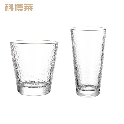 kak日式锤纹玻璃水杯创意家用水杯简约耐热饮品果汁杯