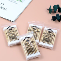 [30支装]掏耳化妆用木棒棉花棒消毒挖耳朵双园头棉签棒一次性清洁棉棒