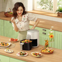 [黑色 白色 ]松下可视双屏空气炸锅新款4L大容量多功能无油空气炸烤箱家用全自动电炸锅煎炸锅 NF-HC150