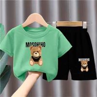 儿童2023夏季新款短袖短裤套装男女童中小童一套卡通薄款T恤夏装