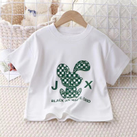 儿童夏季新品印花T恤男童休闲韩版女童宽松中大童百搭圆领短袖上衣t恤