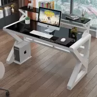 电脑台式桌家用钢化玻璃书桌书架庄子然组合一体办公桌卧室电竞桌子简易