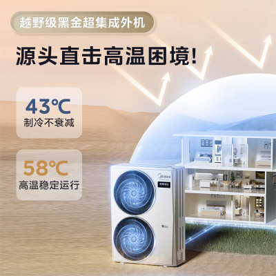 美的(Midea)智能家用中央空调4匹一拖三全直流变频多联机 MDS-100W-D02-XG一三拖风管式星光小多联机