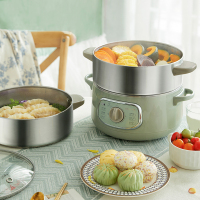 [5.1特卖]小熊(bear)电蒸锅家用多功能电蒸锅10L两层大容量蒸笼蒸菜早餐机 灰绿色DZG-D80G5