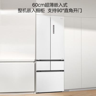 24h配送I美的(Midea)BCD-423WUFGPZM(E)玉霜白 嵌入式一级能效风冷无霜家用净味冰箱