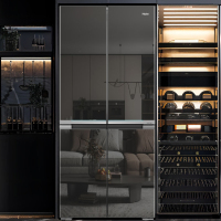 海尔 BCD-625WLHTD2BD5U1海尔625L米兰系列 超薄零嵌 黑钻镜面冰箱