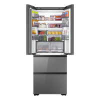 海尔多门冰箱BCD-412WGHFDB5GSU1博卡灰星光钻影412升风冷变频独嵌两用