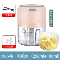 时光旧巷迷你绞肉机婴儿辅食机家用电动绞馅机宝宝小型料理机多功能打肉机_粉色-电动款-升级容量-大小双杯