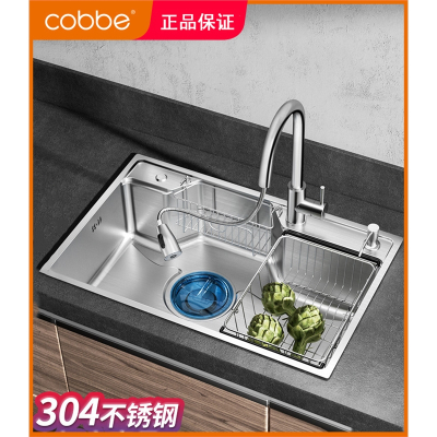 卡贝(cobbe)水槽单槽厨房洗菜盆加厚304不锈钢洗菜池水池菜盆家用洗碗槽