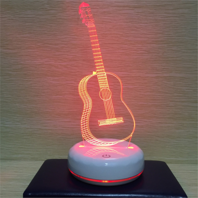 创意礼品夜光电吉他台灯知渡USB小夜灯3d卧室LED床头灯情人节生日礼物