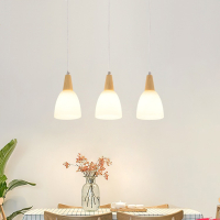 知渡餐厅吊灯个性创意三头餐厅灯简约现代led木质饭厅灯具木吊灯