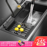 志高(CHIGO)厨房手工不锈钢水槽纳米单槽304黑色台下洗菜盆洗碗池套餐582