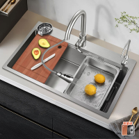 奥克斯AUX厨房水槽单槽纳米银不锈钢洗菜盆手工加厚洗碗槽洗菜池台下